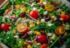 Schneller 5 Minuten Salat mit frischen Zutaten und köstlichem Dressing.