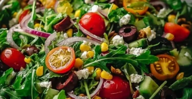 Schneller 5 Minuten Salat mit frischen Zutaten und köstlichem Dressing.