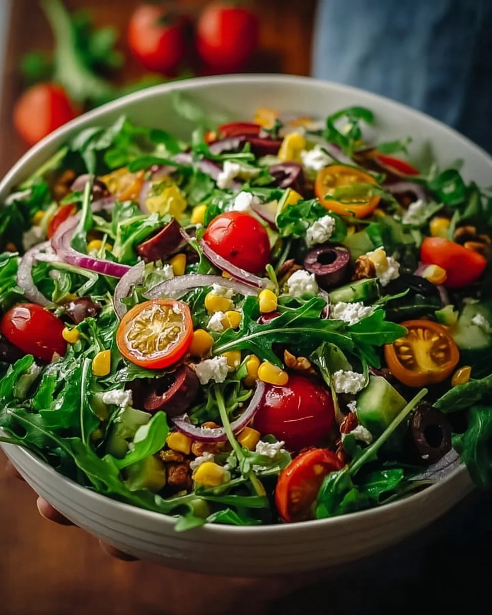 Schneller 5 Minuten Salat mit frischen Zutaten und köstlichem Dressing.