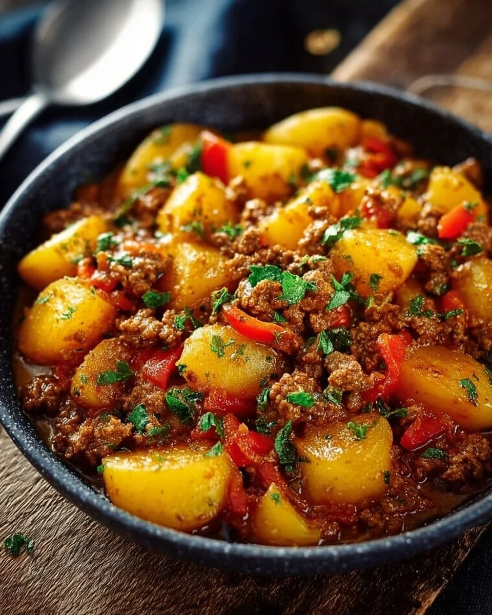 Schüssel mit Bauerntopf - herzhaftes, traditionelles Gericht aus frischen Zutaten