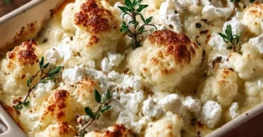Leckerer Blumenkohl-Hack-Auflauf mit Feta aus dem Ofen.