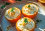 Cremiges Aperol Orangen Eis in einer Schale, perfekt für den Sommer
