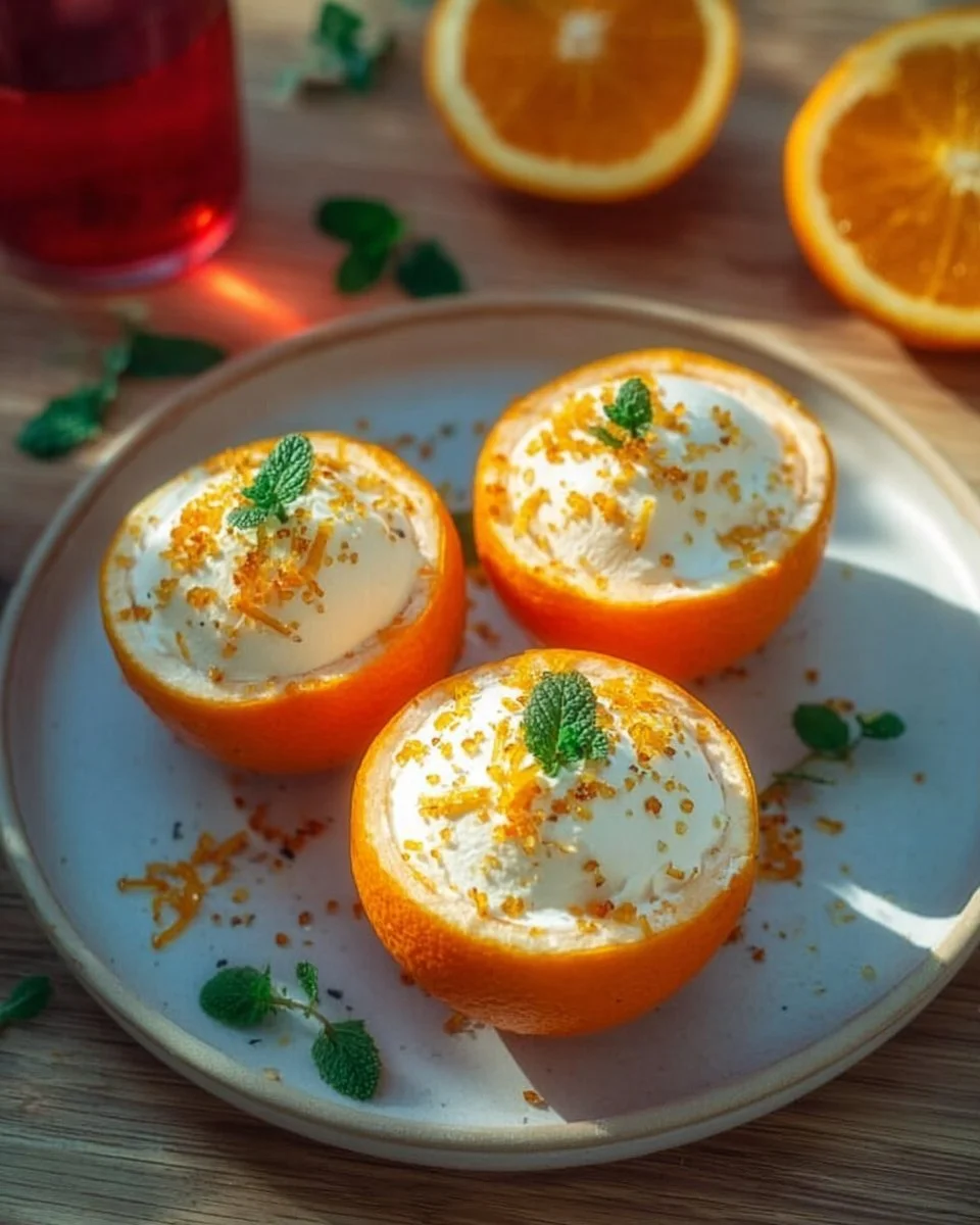Cremiges Aperol Orangen Eis in einer Schale, perfekt für den Sommer