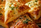 Crispy Cheese Triangles mit Knoblauch-Kräuter-Füllung auf einem Teller