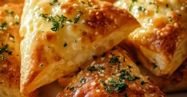 Crispy Cheese Triangles mit Knoblauch-Kräuter-Füllung auf einem Teller