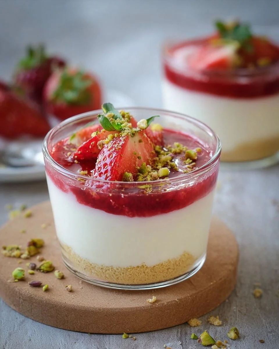 Erdbeer-Dessert im Glas mit frischen Erdbeeren und Sahne