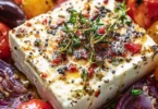 Köstlicher, im Airfryer zubereiteter Feta mit frischen Kräutern