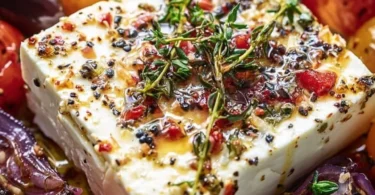 Köstlicher, im Airfryer zubereiteter Feta mit frischen Kräutern