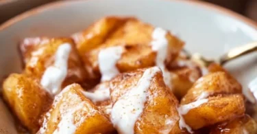 Gebackene Äpfel im Air Fryer mit Zimt und Zucker serviert