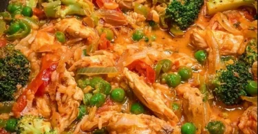 Bunte Gemüsepfanne mit saftigem Hähnchen und frischen Zutaten