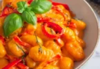 Leckere Gnocchi Paprika Pfanne mit buntem Gemüse und Gewürzen