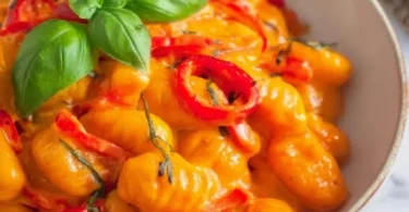 Leckere Gnocchi Paprika Pfanne mit buntem Gemüse und Gewürzen