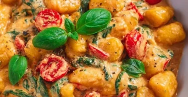 Gnocchi Pfanne leicht gemacht mit frischen Zutaten und würziger Sauce