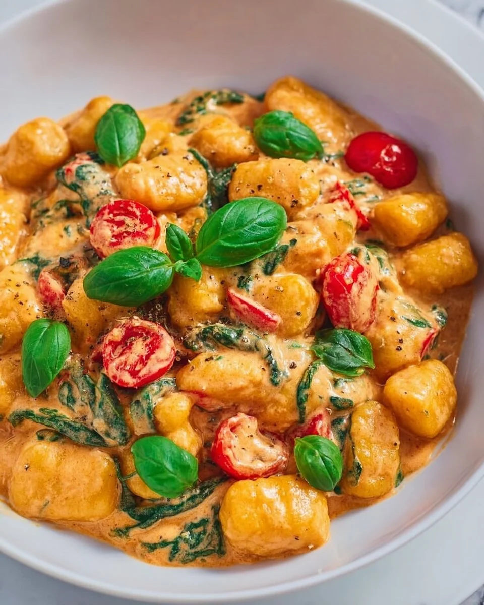 Gnocchi Pfanne leicht gemacht mit frischen Zutaten und würziger Sauce