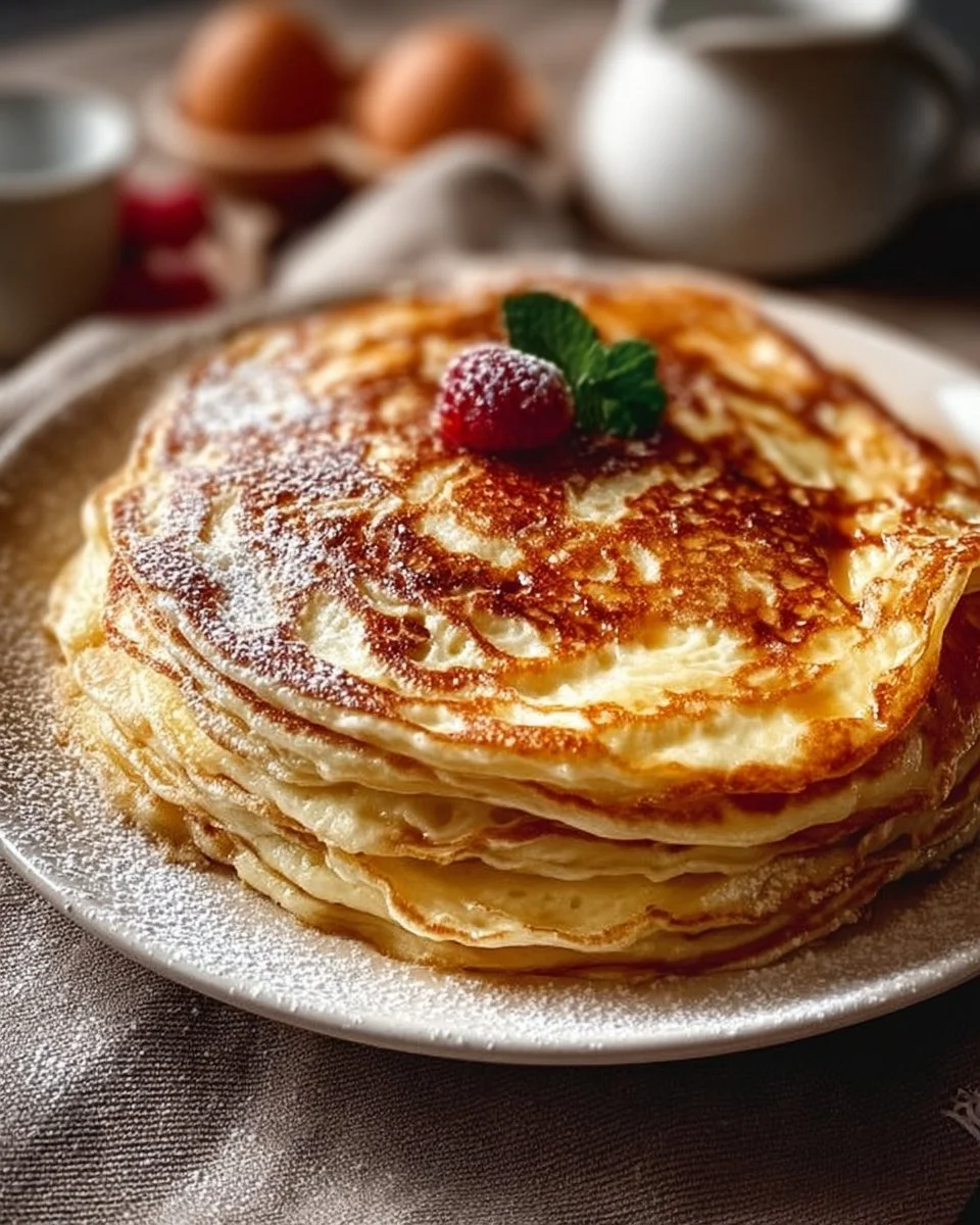 Griechische Joghurtpfannkuchen auf einem Teller serviert