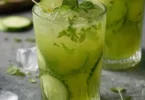 Gurkenlimonade mit Ingwer und frischer Minze in einem Glas