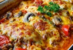 Hähnchen Auflauf im Backofen mit Gemüse und knuspriger Käsekruste