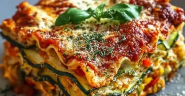 Hohe Protein-Gemüse-Lasagne mit frischem Gemüse und proteinreichen Zutaten
