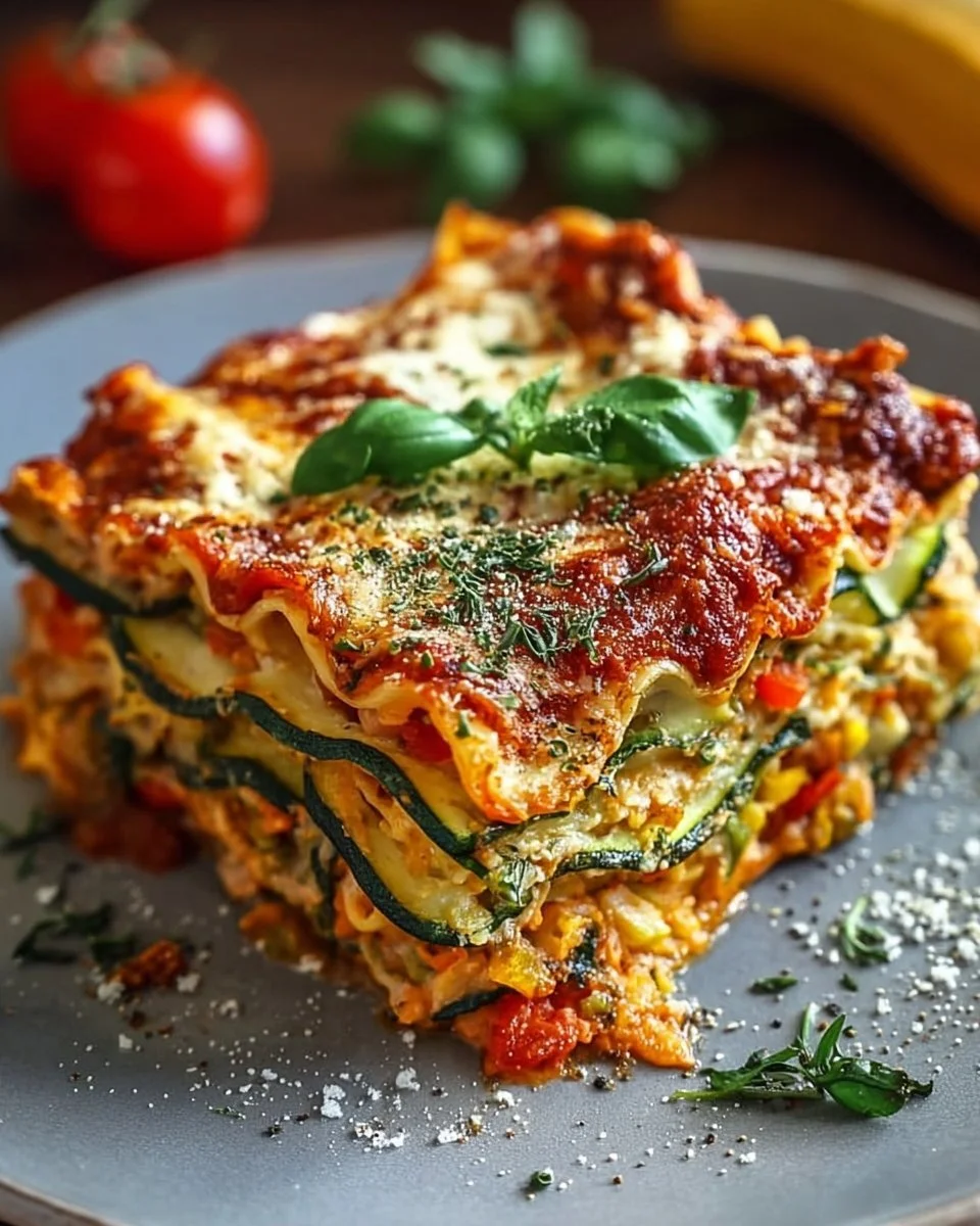 Hohe Protein-Gemüse-Lasagne mit frischem Gemüse und proteinreichen Zutaten