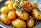 Leckere Honig-Senf-Kartoffeln, perfekt gewürzt und goldbraun gebacken.