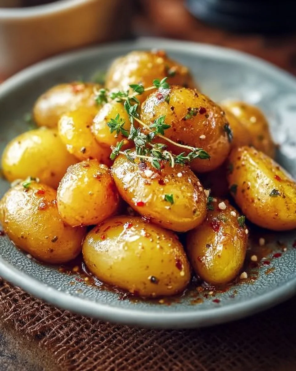 Leckere Honig-Senf-Kartoffeln, perfekt gewürzt und goldbraun gebacken.