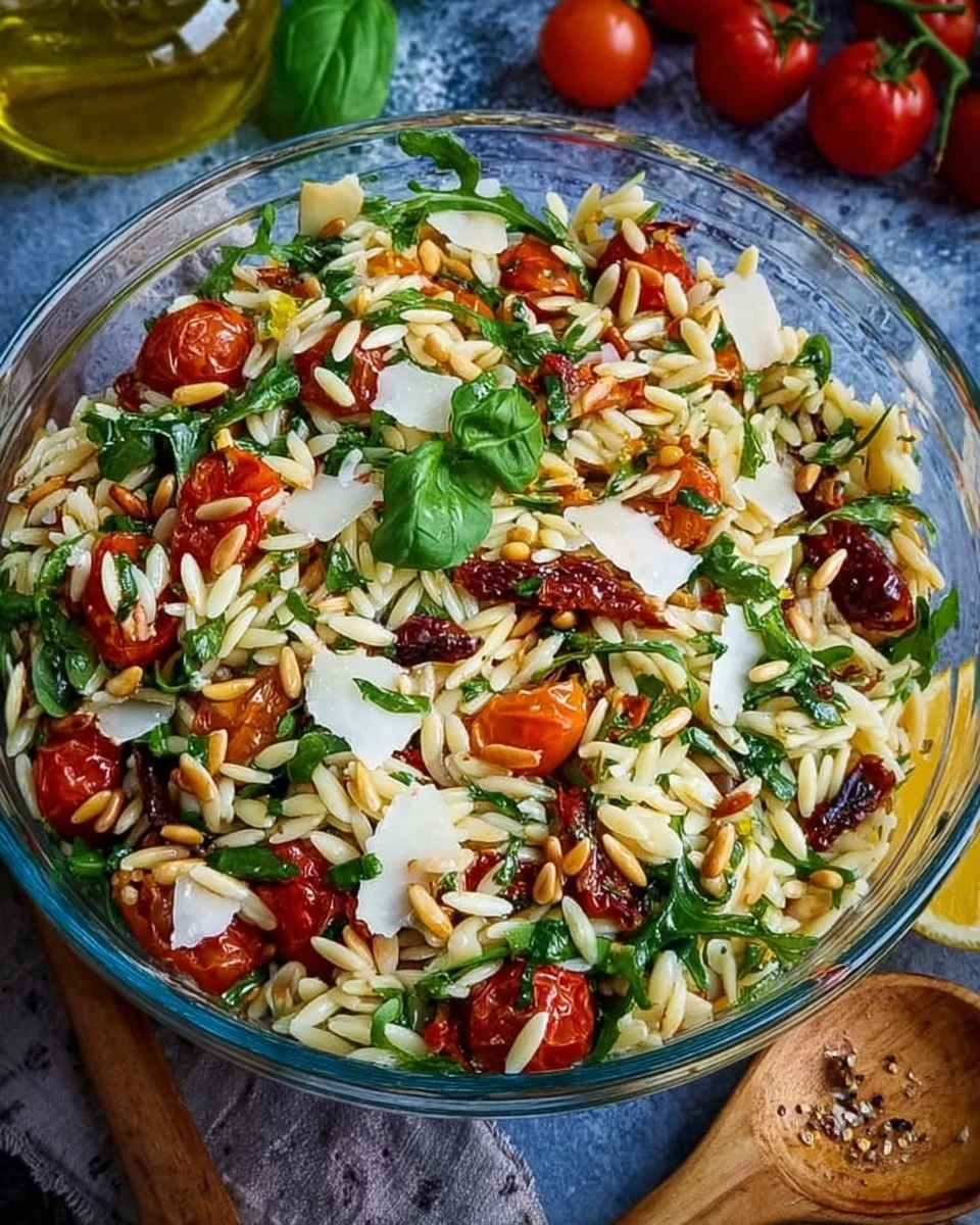 Italienischer Orzo-Salat mit frischem Gemüse und Kräutern