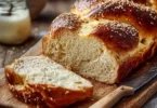 Kohlenhydratfreies Joghurtbrot frisch gebacken und geschnitten.