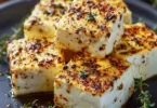 Köstlicher Feta im Airfryer zubereitet und serviert