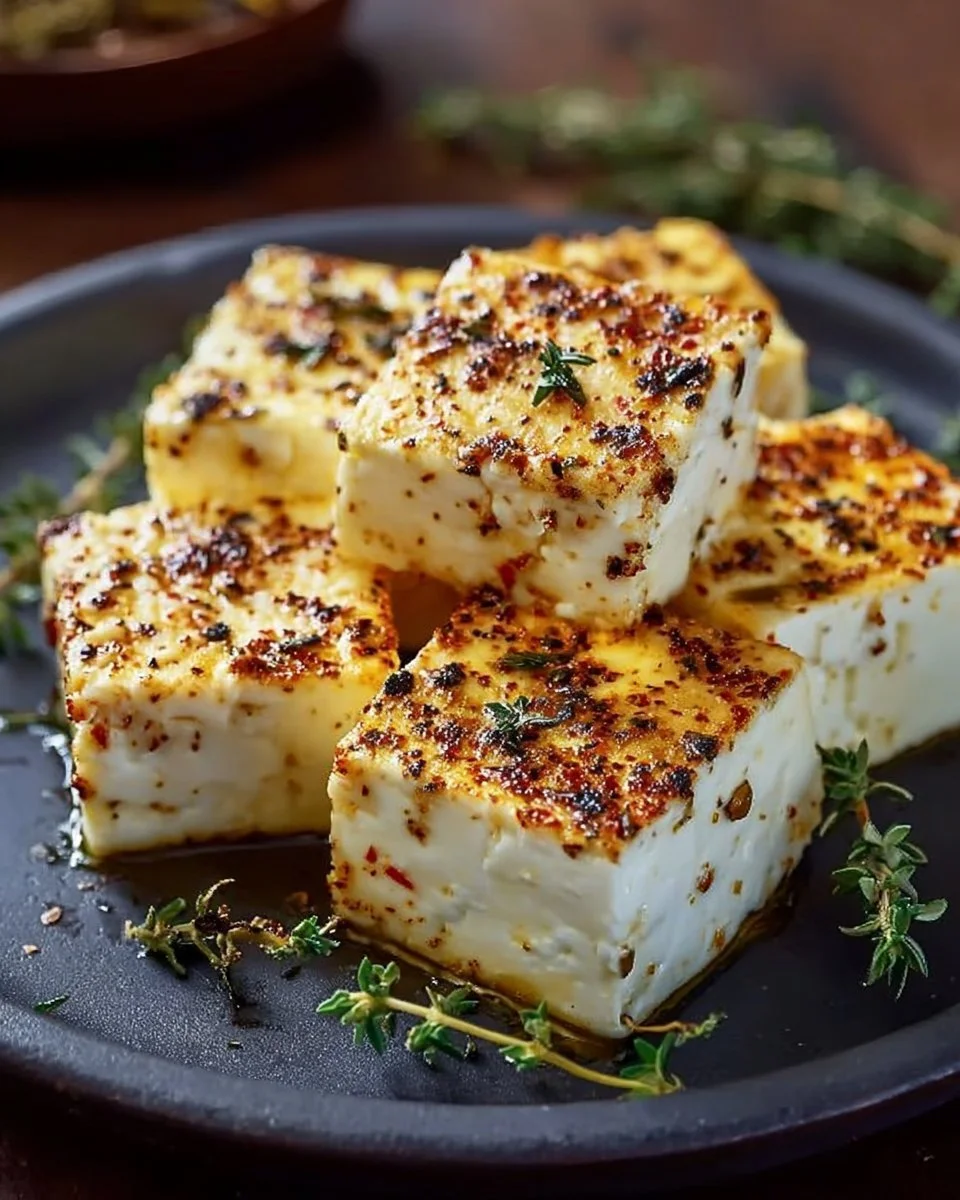 Köstlicher Feta im Airfryer zubereitet und serviert