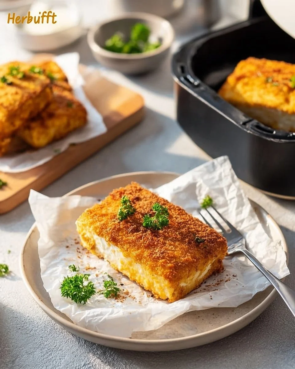 Panierter Feta aus der Heißluftfritteuse, knusprig und lecker