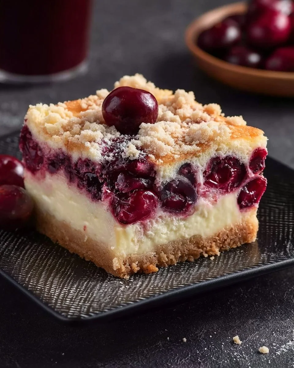 Saftiger Käsekuchen mit Kirschen und Streuseln