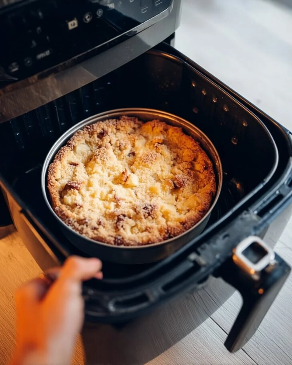 Schneller Apfelkuchen aus der Heißluftfritteuse mit Äpfeln und Zimt
