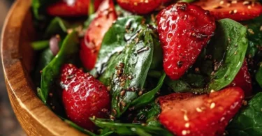 Spinat-Erdbeersalat mit Erdbeeren und Balsamico-Dressing