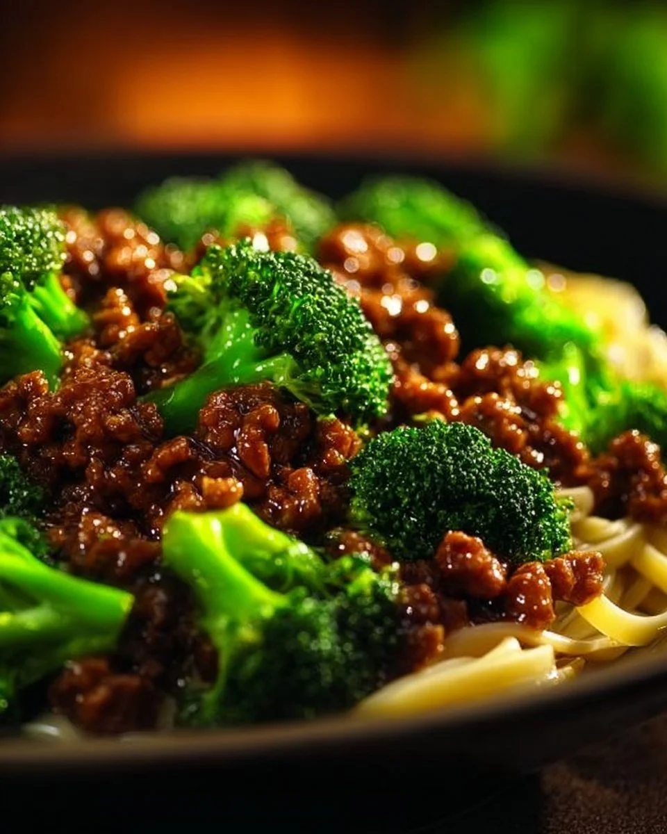 Teriyaki-Hackfleisch-Pfanne mit Gemüse und Reis serviert