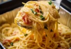 Überbackene Feta-Pasta mit frischen Tomaten und Basilikum