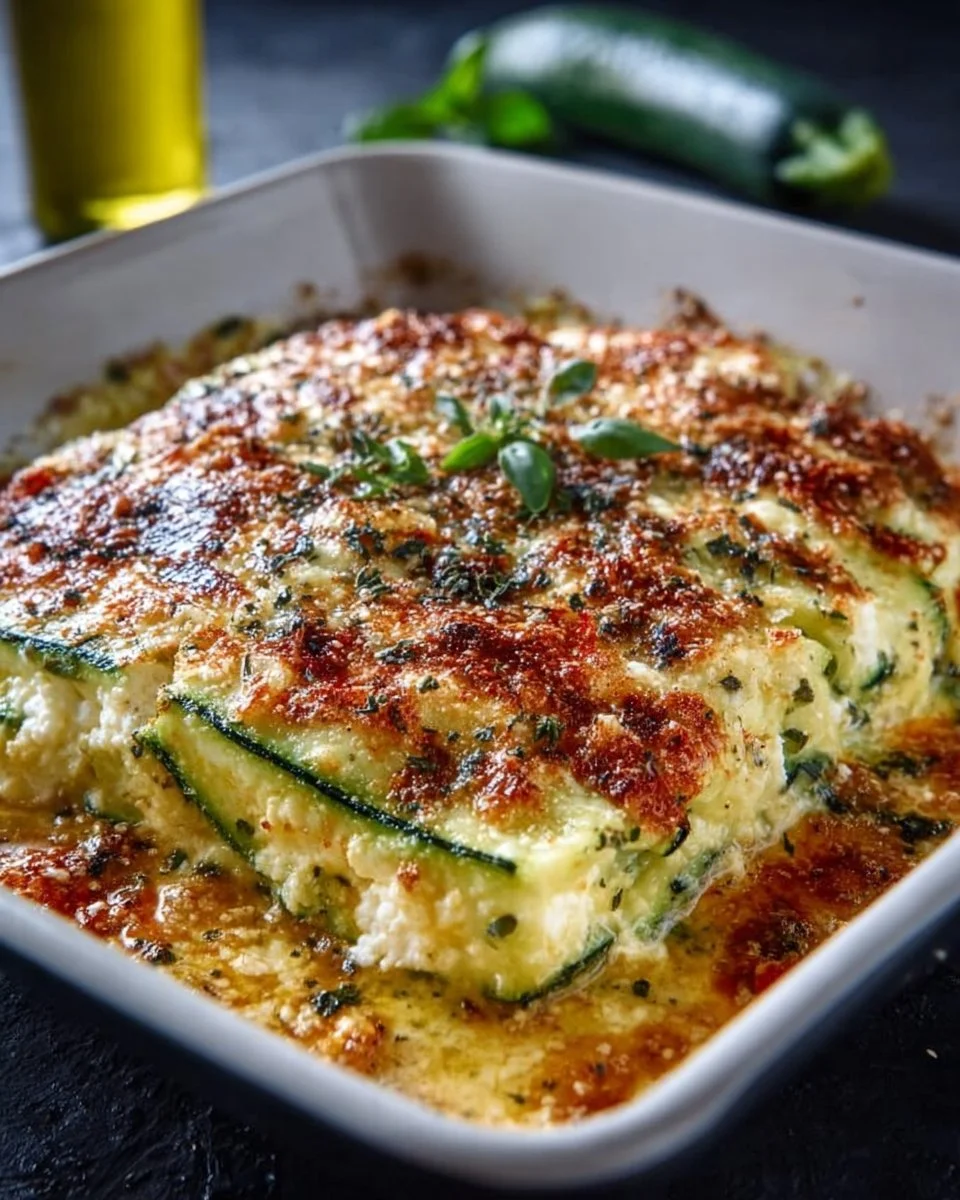 Zucchini-Cottage Cheese Casserole mit frischem Gemüse und cremigem Käse