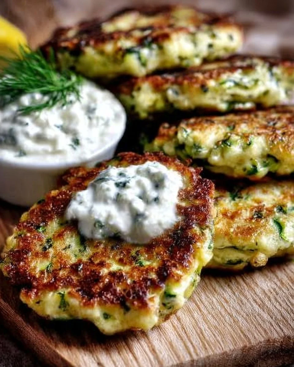 Zucchinipuffer mit Feta und Tzatziki